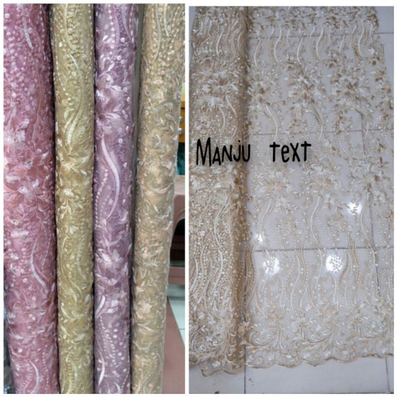 Kain tile Bordir / bahan Tulle bordir renda / cocok untuk dress gaun seragaman dll TERBARU