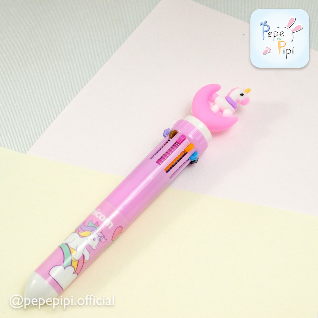 Pena Unicorn 10 Warna Pen Bolpen Pulpen Gelpen Karakter Murah Lucu