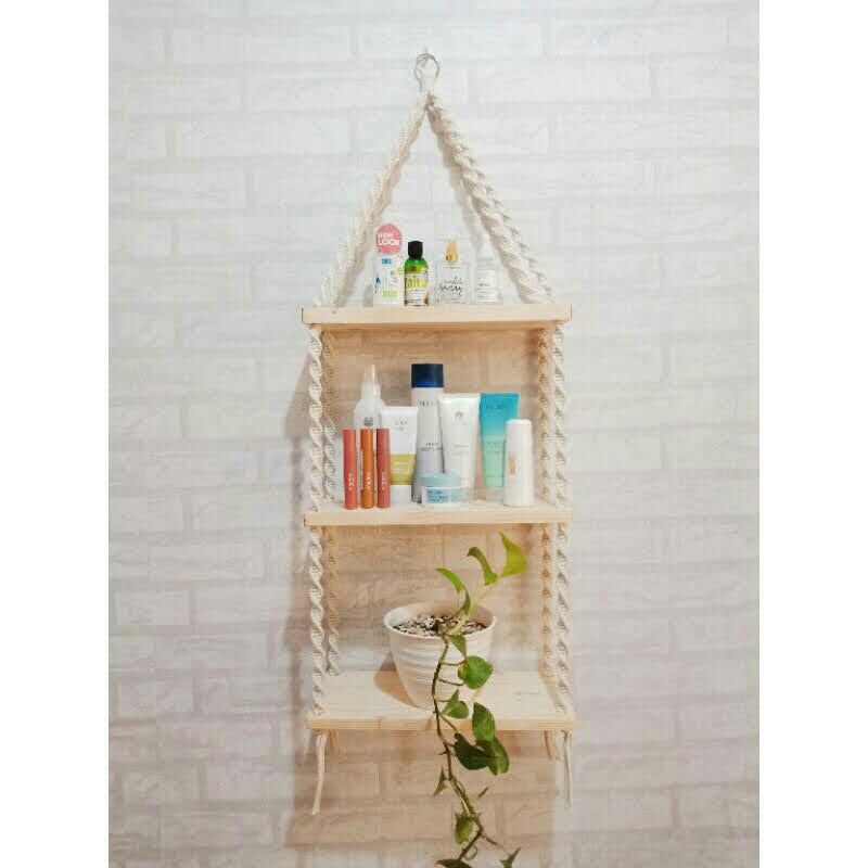 macrame rak/ambalan jati belanda/tali katun