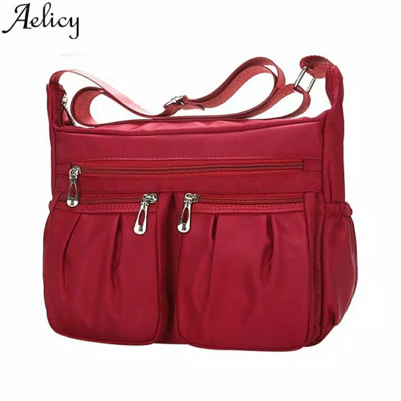 2.2 COD SALE - TAS SELEMPANG KOREAN WANITA RESLETING TIGA WARNA HITAM, MERAH, MAROON, NAVY UKURAN BESAR