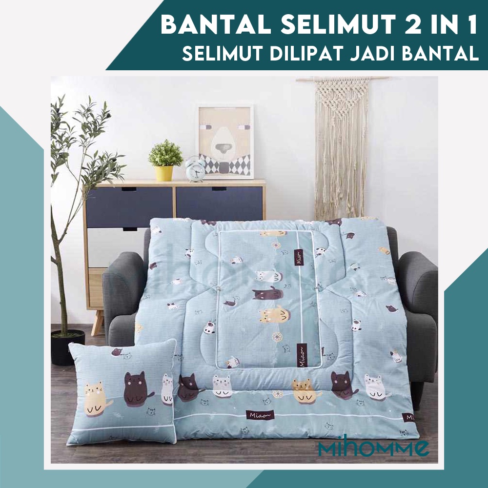 Bantal Selimut Balmut 2 in 1 Bedcover Lipat Motif Anak / Dewasa Travel