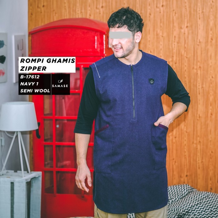 Sholat-Rompi- Samase Baju Rompi Ghamis Pakaian Sholat Muslim Pria | A 048 - Brown Grey2, M -Rompi-