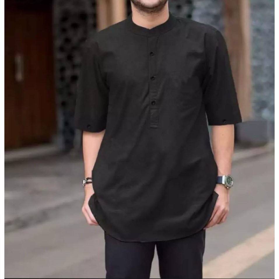 Kemeja Pria Bordir Premium Distro Motif Lengan Pendek Hitam X5V6 Casual 6xl Koko Lakilaki Terbaru Xx