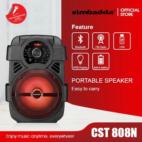 SPEAKER MULTIMEDIA SIMBADDA CST 808N (KARAOKE) SUBWOOFER MUSIC PLAYER FREE MIC