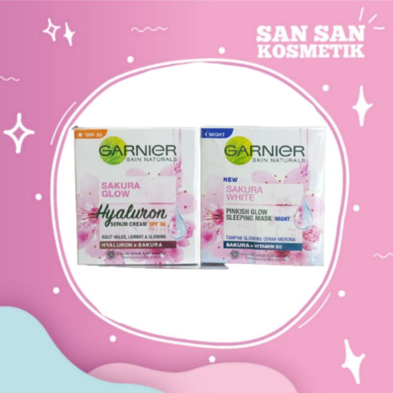 GARNIER SAKURA GLOW HAYALURON SERUM CREAM SLEEPING MASK  /SAKURA HAYALURON SERUM  CREAM SPF 30 50ML