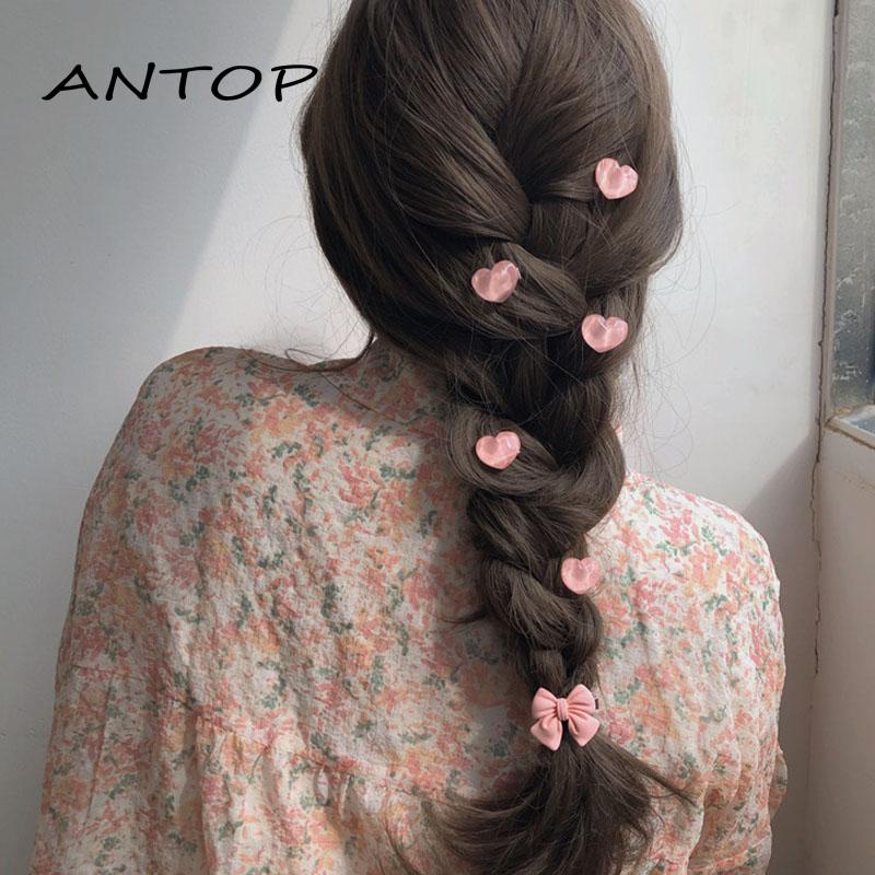 5pcs Jepit Rambut Pita Pink Peach Camellia Untuk Aksesoris Anak Perempuan