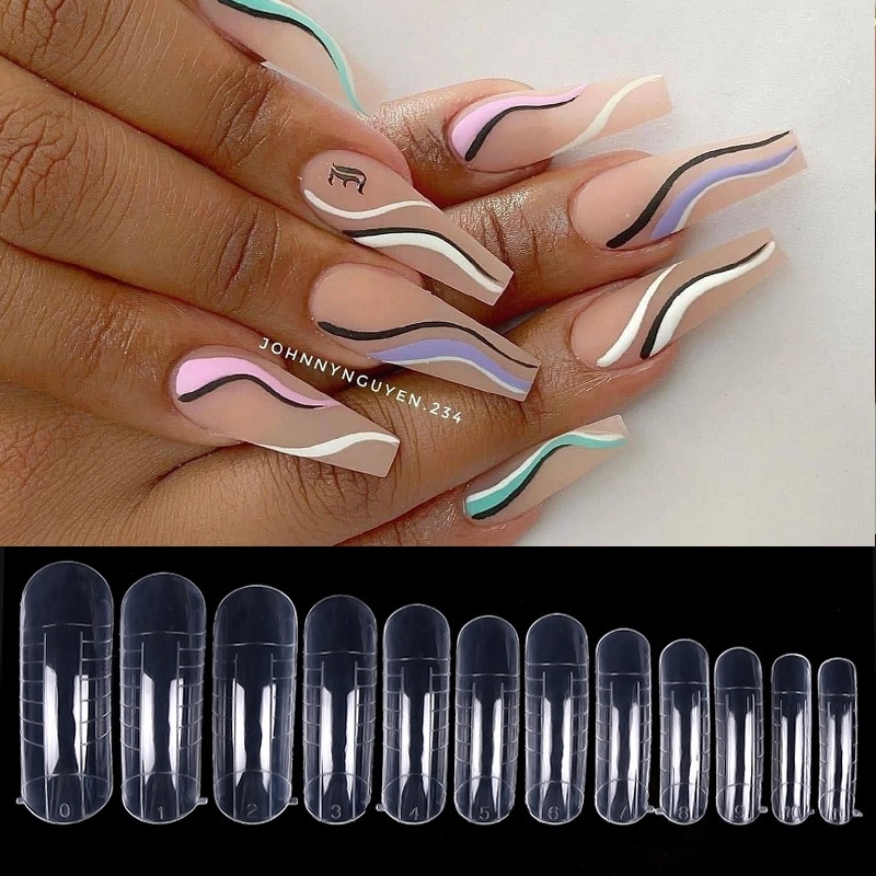 24pcs / Set Kuku Palsu Extension / Extension / Clipper / Brush UV Gel Untuk Nail Art / Manicure