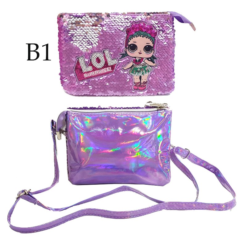 PROMO Tas Selempang Bahu / Fashion Anak Tas Sequin Usap Payet ManiK2 Anak Kembar &amp; Kuda Ajaib IMPORT