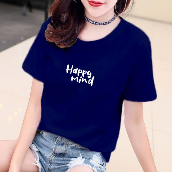 YOURSTYLE1119 - KAOS HAPPY MIND BAJU KAOS WANITA DISTRO UNISEX OVERSIZE JUMBO KEKINIAN TERLARIS