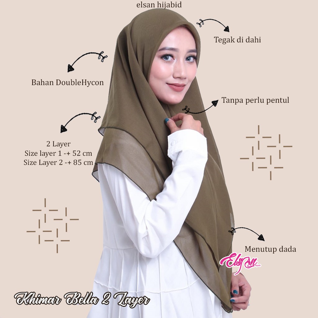 Jilbab khimar 2 layer matt doublehycon