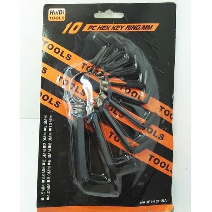 Kunci L Set Hex Key Ring 1 2 3 4 5 6 7 8 9 10 mm 10in1