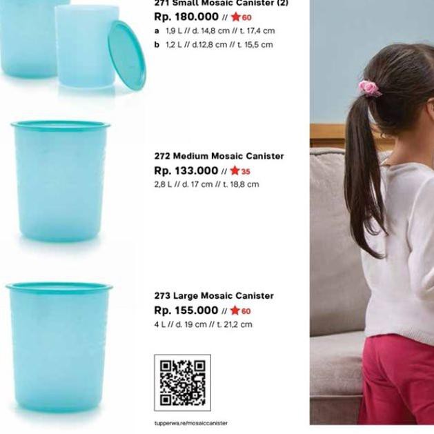Best Seller-59  Tutup One Touch Seal Tupperware Toples Mosaic Canister - A, Biru