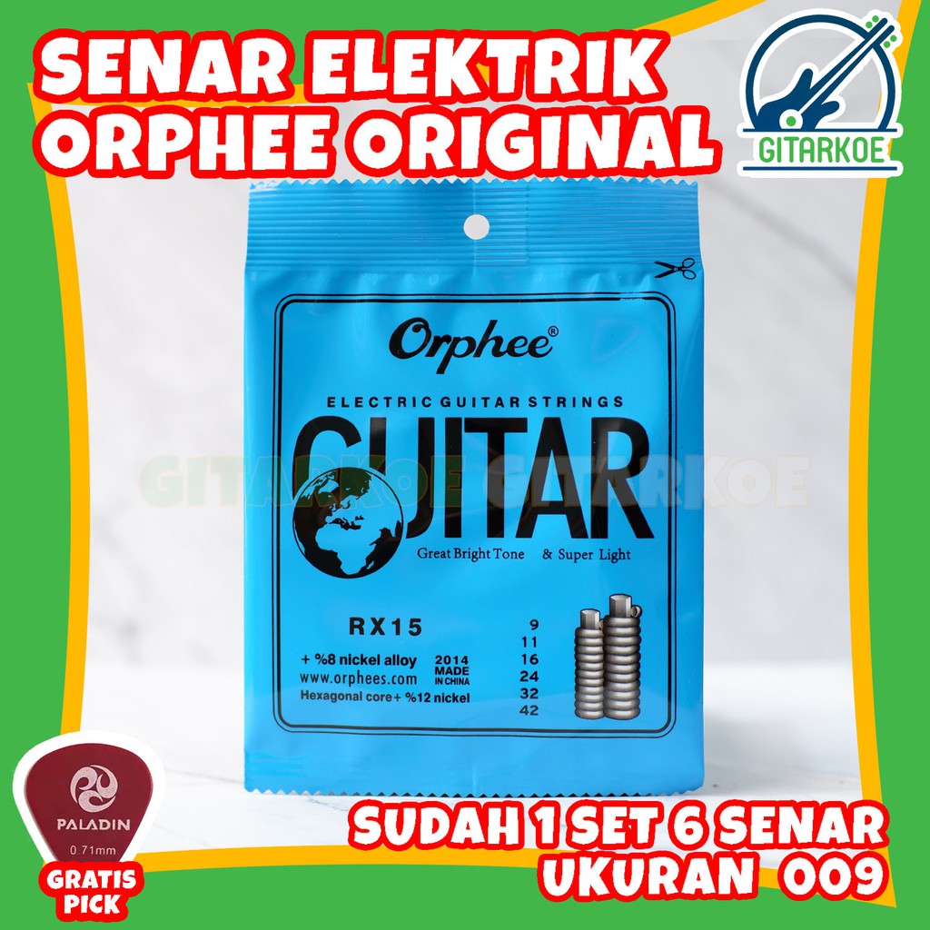 Senar Gitar Elektrik Listrik Orphee 0.009 Super Light RX15