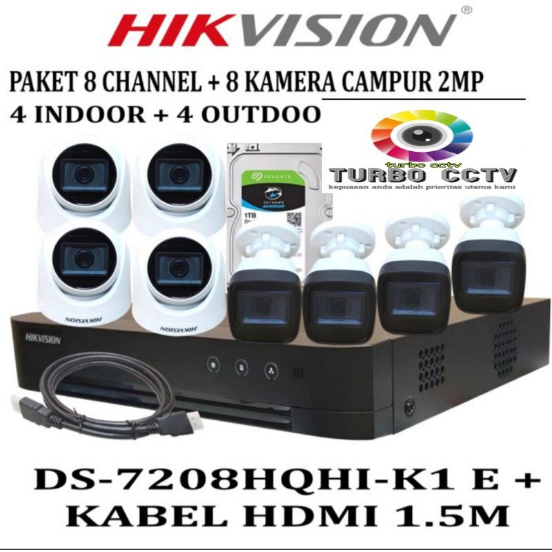 Paket cctv HIKVISION 8CH FULL HD 8BH CCTV 2MP BUILT IN AUDIO HDD 2TB