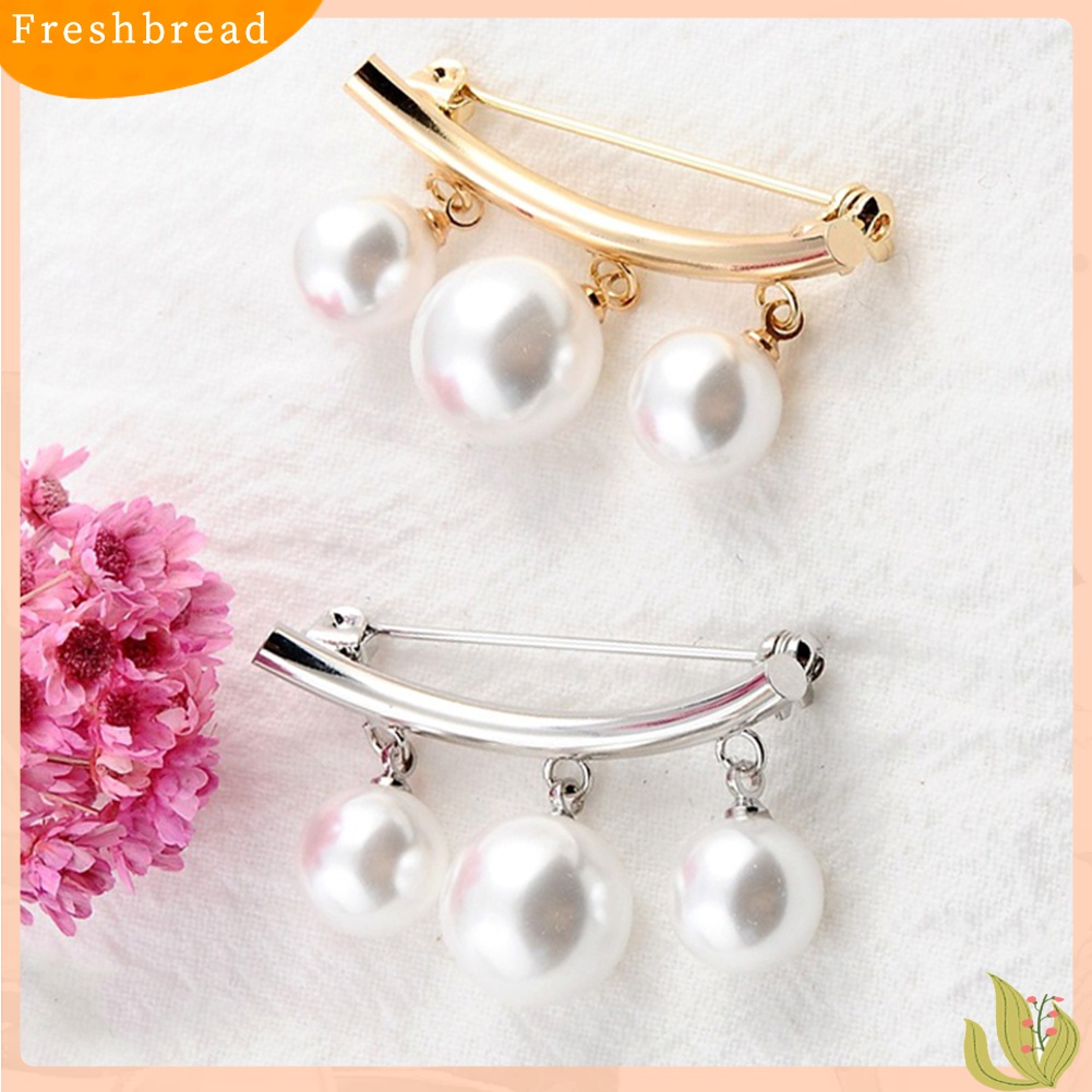 [ TERLARIS]Fashion Faux Pearl Dangle Beads Collar Lapel Brooch Pin Clothes Jewelry Decor