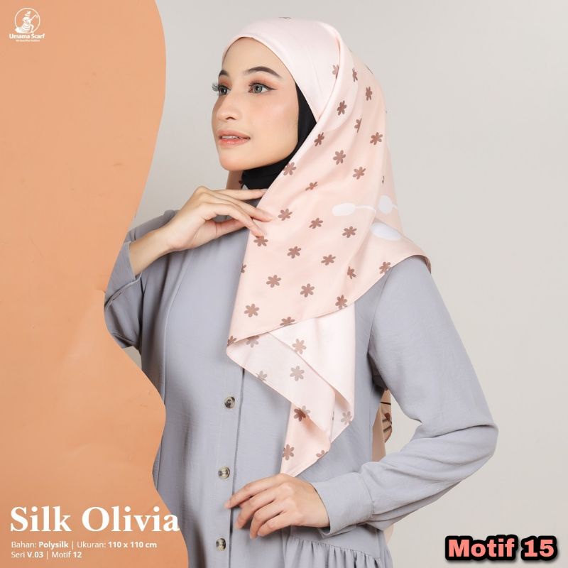 Jilbab Umama Silk Olivia PREMIUM Motif Modern Kerudung Segi Empat