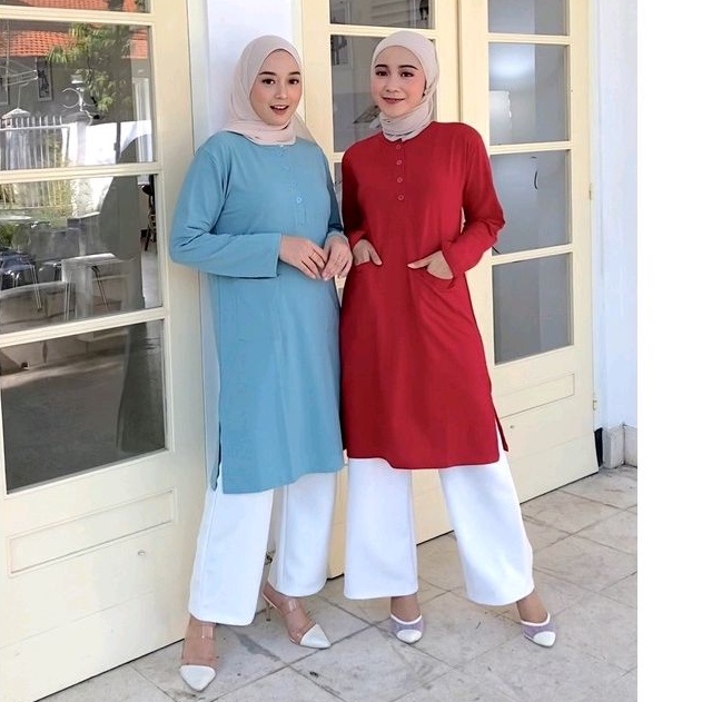 Tunik kaos polos | busui hijab friendly PREMIUM TEBAL