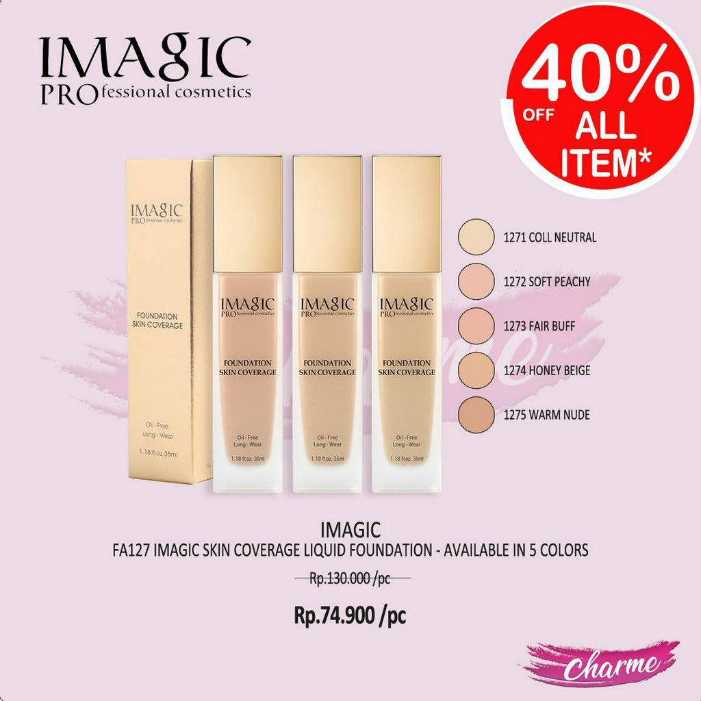 (READY &amp; ORI) IMAGIC Skin Coverage Liquid Foundation Alas Bedak FA127 FA 127