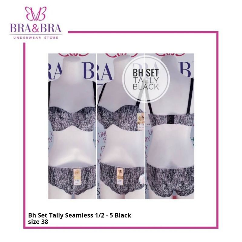 Tally Bra Set Kawat 1/2 Black Bh Seamless Size 38