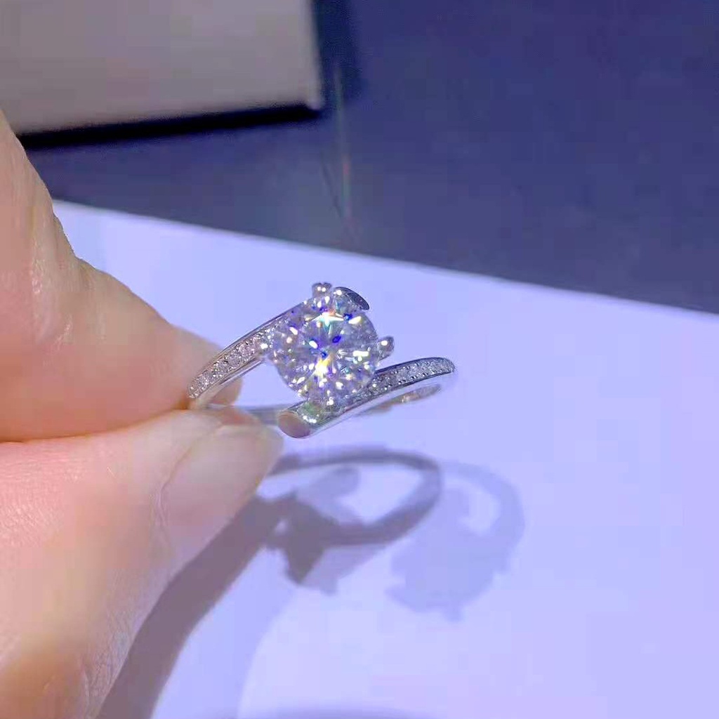 Cincin Perak 925 Wanita Cincin Pertunangan Berlian yang Dapat Disesuaikan