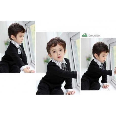 Setelan Anak B2W2 Korean set Stripe Black 4in1 Impor