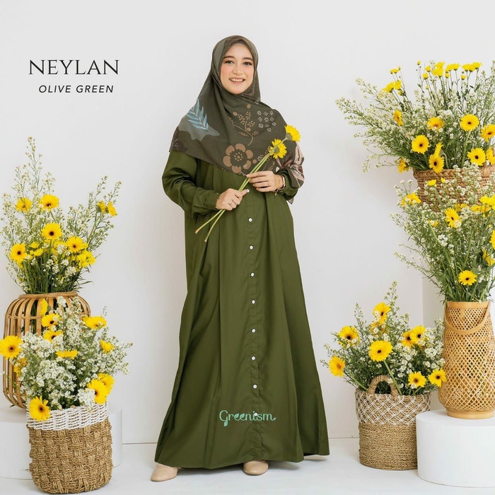 PREMIUM NEYLAN DRESS BY GREENISM - OLIVE GREEN, XS