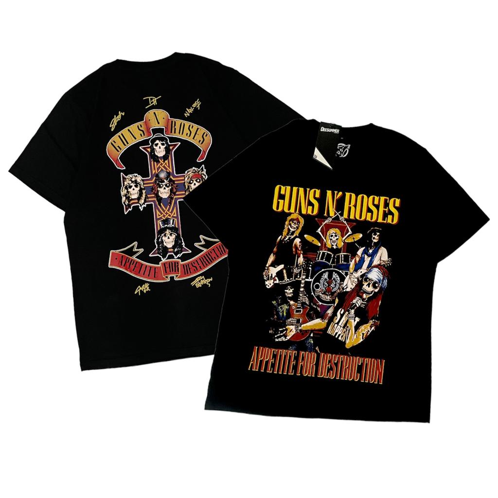 Ossu X DeeSummer T-shirt Oversize Guns N' Roses GNR Personal Band Logo Cottom Combed