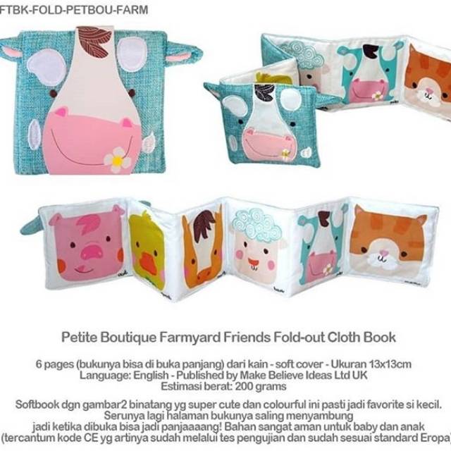 

Petite boutique farm yard friends fold out cloth book