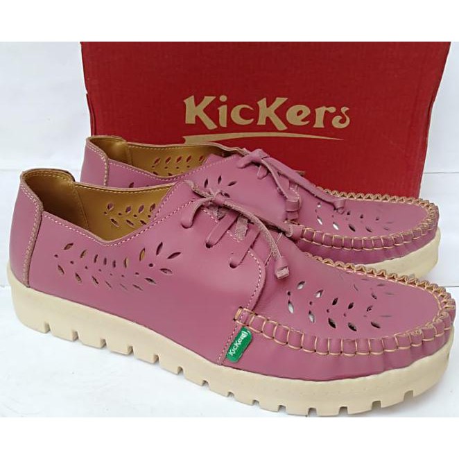 Sepatu casual wanita kulit kickers asli original kasual tali slip on santai terbaru murah promo