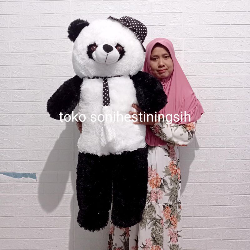 boneka beruang panda syal topi jumbo