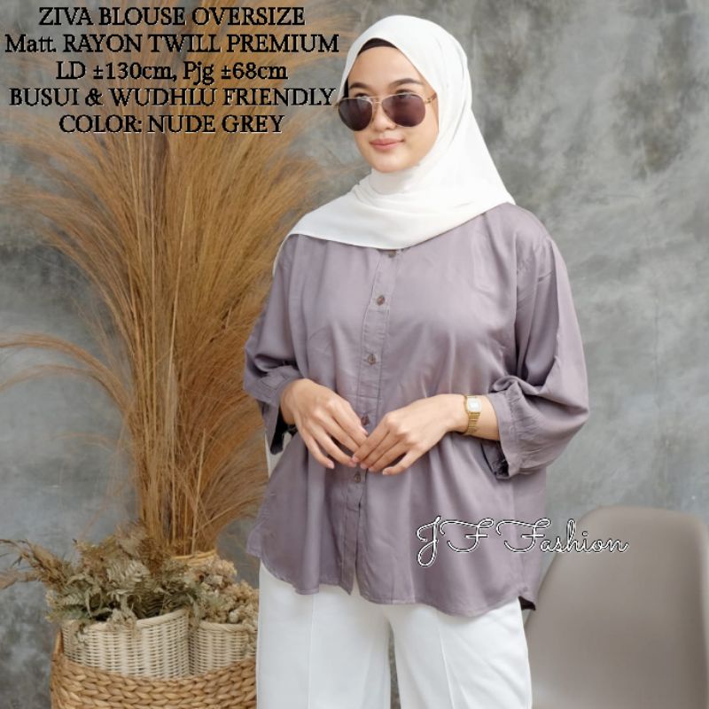 ZIVA BLOUSE OVERSIZE (JUMBO/LD ±130cm) RAYON TWILL PREMIUM //JF506-NudGrey,ZivaOVERSIZE