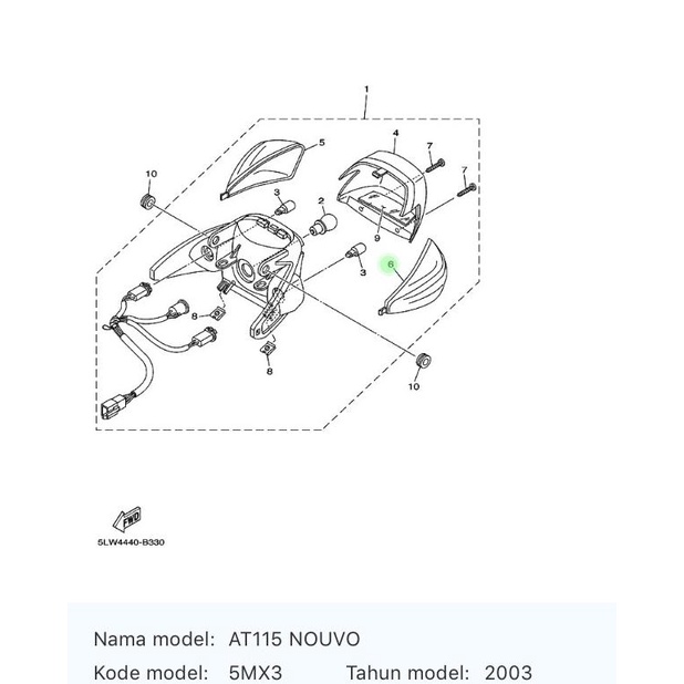 Mika Lampu Sein Belakang Kiri 5LW-H3332-00 Nouvo Lele