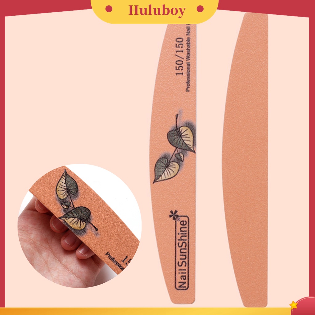 Huluboy Huluboy♡ 5pcs / Set File Kikir Kuku Bentuk Bulan Sabit / Daun Permukaan Frosted Untuk Manicure