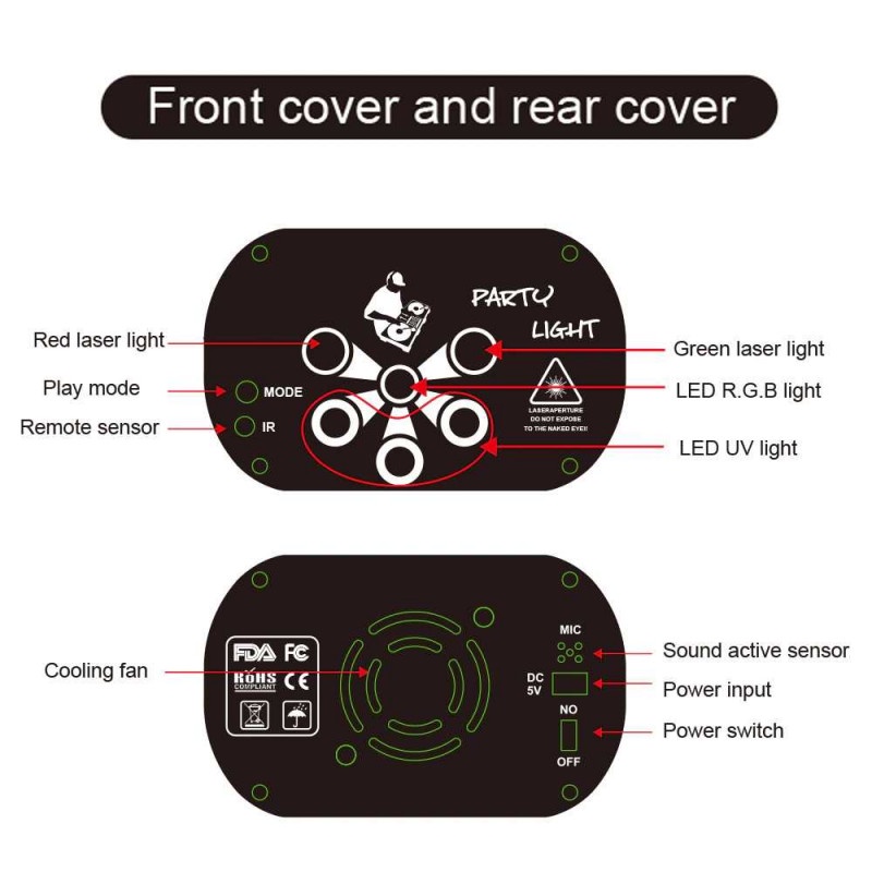 Lampu Proyektor LED Laser Disco DJ Party RGB 120 Mode USB Remote