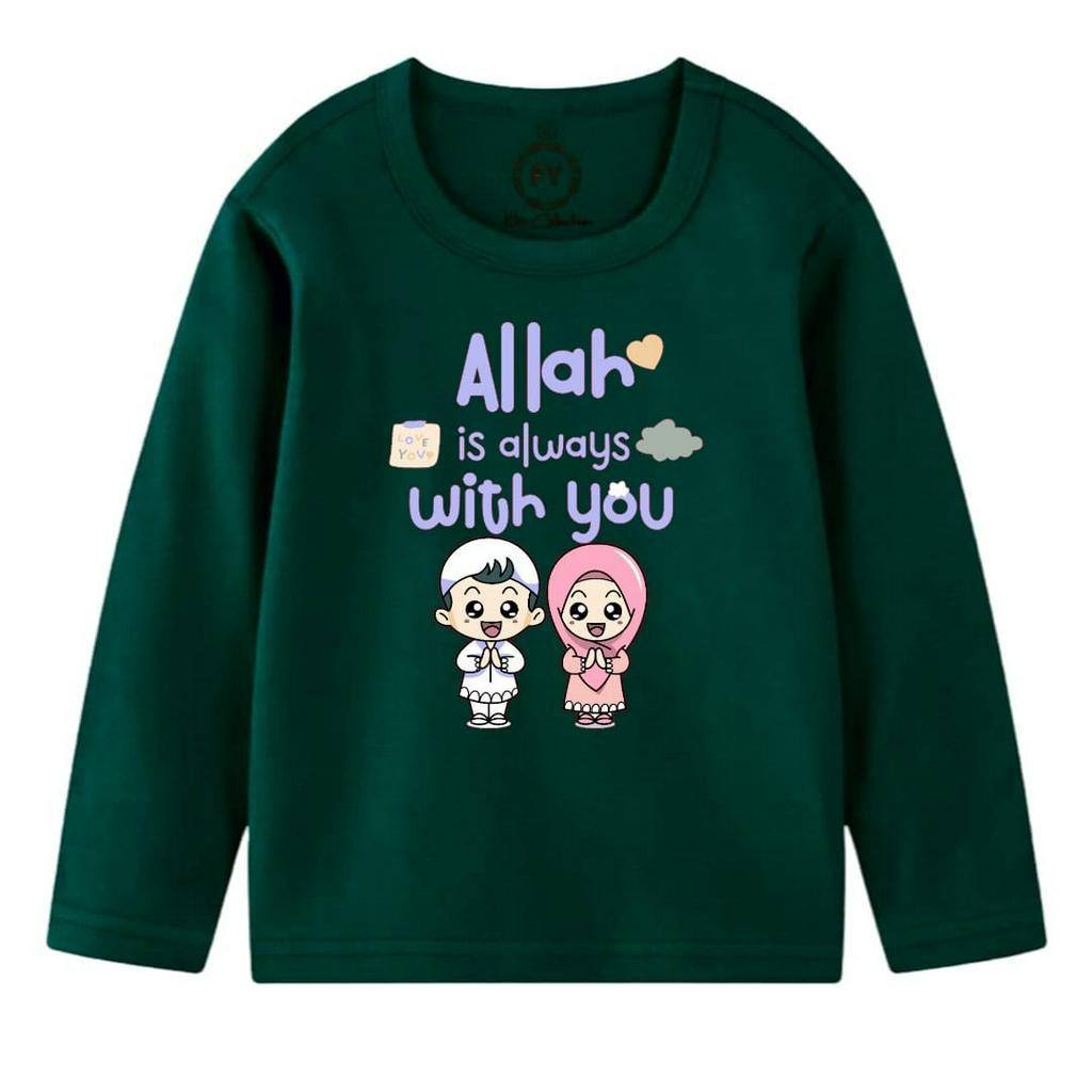 Rdkidzid Atasan Baju Kaos Lengan Panjang Unisex Anak Motif Muslim With You