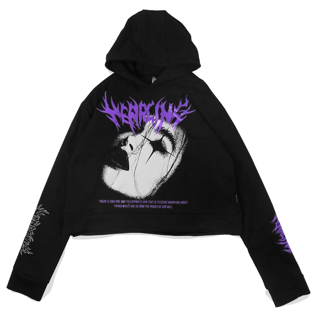 Hearlingstates | Gloomy face | Oversized Crop Hoodie Unfinished