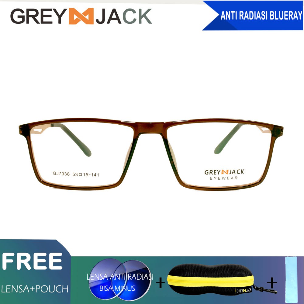 

Grey Jack Frame Kacamata anti radiasi Blue Ray /Pria Wanita /TR90 7038
