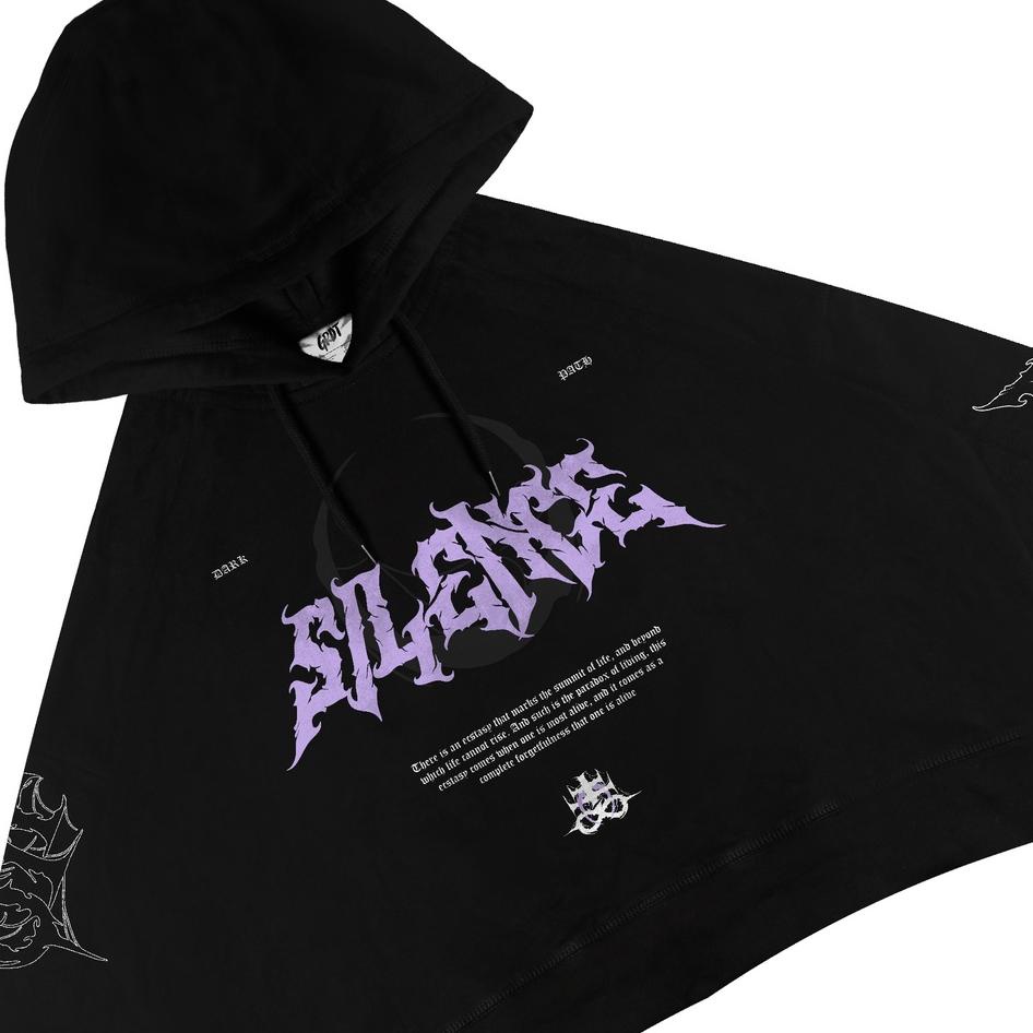 Top Produk.. GRDT Silence Hoodie Oversize Crop Top Black