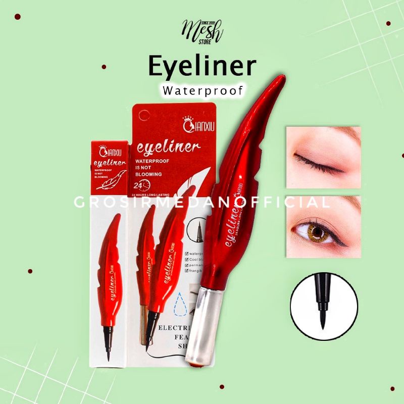 EYELINER DAUN QIANXIU WATERPROOF HITAM CANTIK NYAMAN DIPAKAI