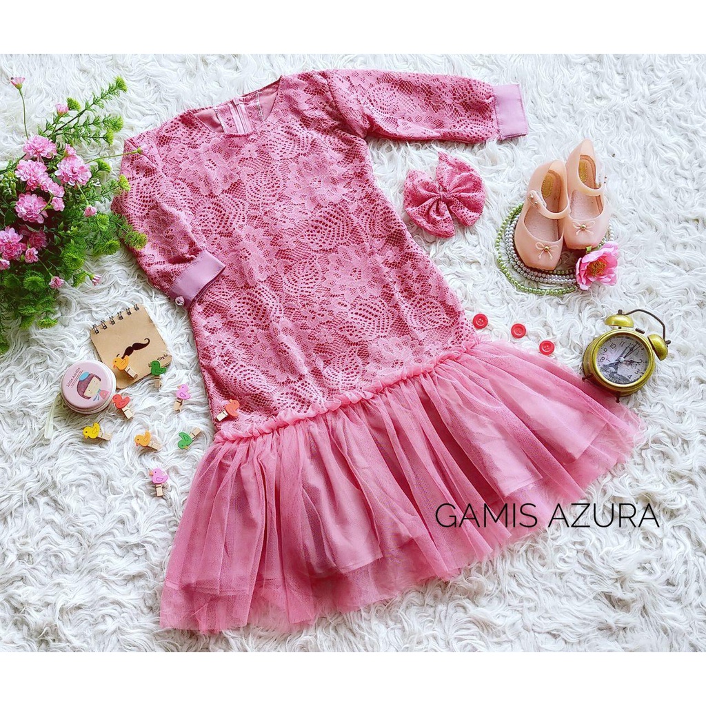 GAMIS AZURA WARNA PINK SALEM / GAMIS WARNA SALEM