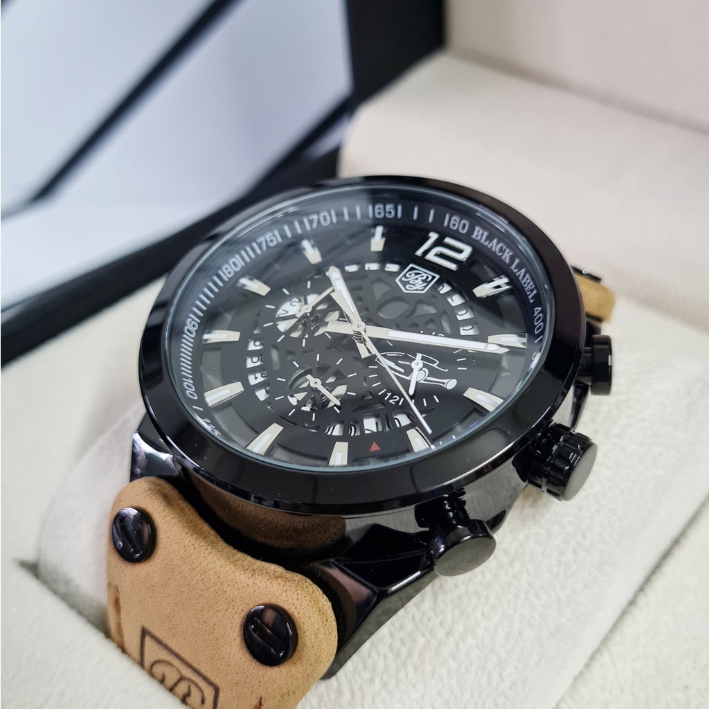 (COD) Jam Tangan Pria Original BENYAR Jaeger Analog Quartz Stainless Steel 316L Tali Kulit Leahter C
