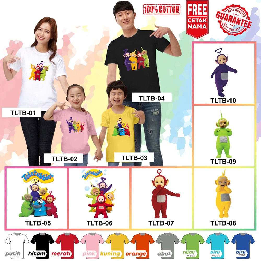 [FREE NAMA!!] Baju Kaos ANAK DAN DEWASA TELETUBBIES BANYAK MOTIF