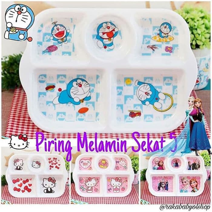 PIRING MELAMIN MELAMIN SEKAT 5 KARAKTER HELLO KITTY FROZEN DORAEMON