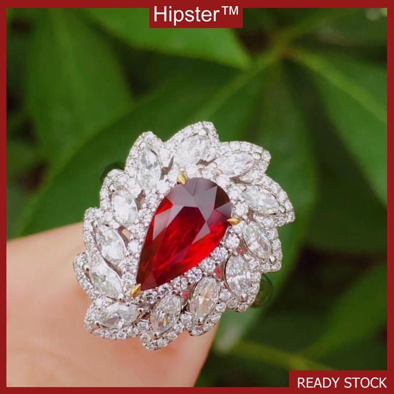 High-End Jewelry Natural Ruby Set Pendant Open Ring Earrings