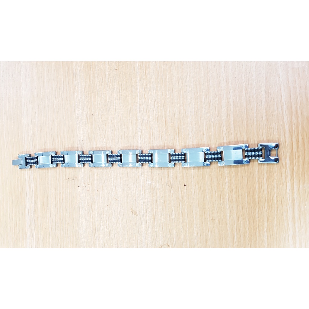 Gelang Tangan Plat Model Rantai Jam bermotif  besi Putih Asli Ambon