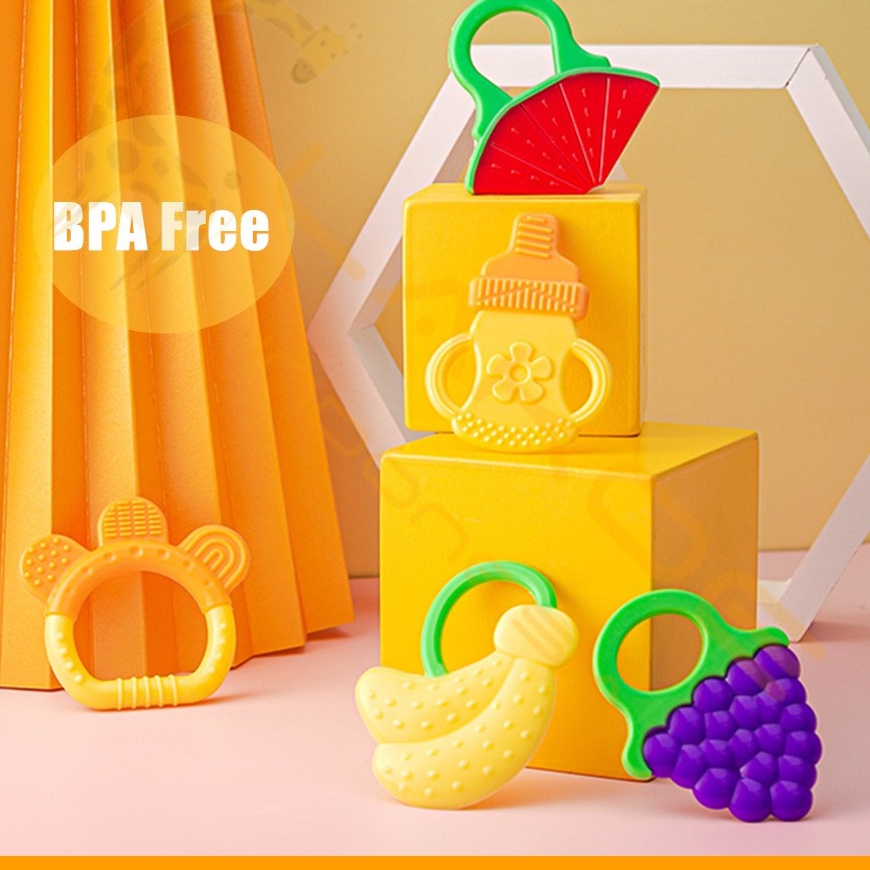 Baby Fruit Teether Gigitan Bayi Bentuk Buah Bahan Silikon / Mainan Bayi Bentuk Buah Silicone (BIC)