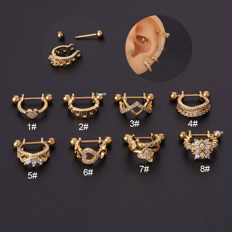 1pc Anting Tindikpiercing Wanita Bentuk Barbell Helix Lurus 20gauge