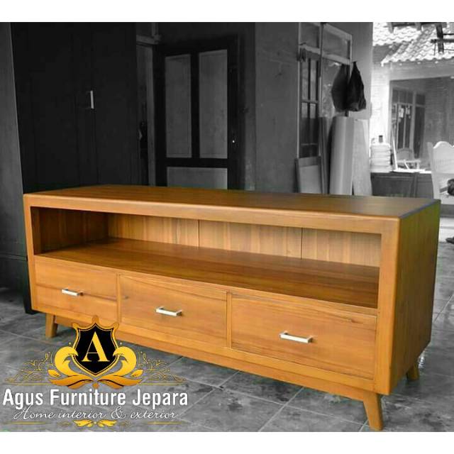 MEJA TV MINIMALIS JATI BUFET TV (meja tv meja hias meja console)