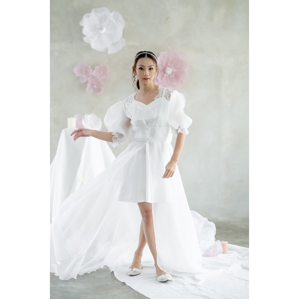 Clea Ribbon Robe - FAE Collection- Kimono Pengantin Bride Robe Organza Pita Wedding Robe