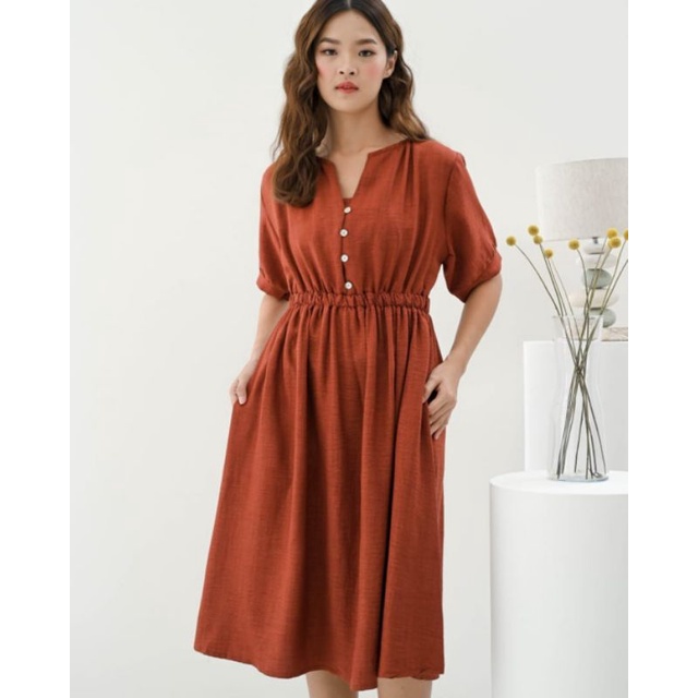 Jiyeon Button Dress / terusan wanita import